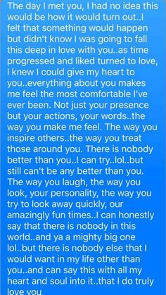 a blue text message that reads, the day i met you had no idea this would be how it would turn out