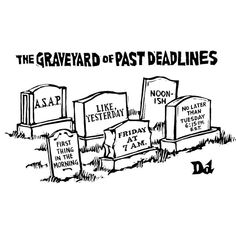 the graveyard of past dead lines drawing by person, who has been drawn to look like tombstones