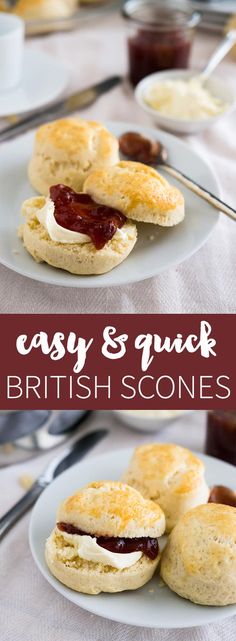 english scones with jam and butter on them