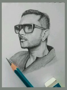 a pencil drawing of a man wearing sunglasses