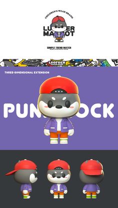 an image of some cartoon characters in different colors and sizes, with the words punch rock on