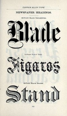 an old fashioned typeface with different font styles and numbers on the front, in black ink