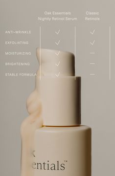 What it is: A potent yet gentle nighttime serum formulated to reduce signs of aging as it repairs a healthy, glowing tone.What it does: The highly effective serum with retinol lineolate helps smooth the appearance of fine lines, wrinkles and uneven texture without irritation or downtime. Sodium hyaluronate and vegan squalane provide long-lasting hydration so that skin is left with a healthier, brighter glow.Key ingredients:- Retinyl linoleate: a gentler retinol and linoleic acid derivative that Product Poster Design, Body Retinol, Serums Product Photography, Retinol Sensitive Skin, Naturium Retinol Body Lotion, Retinol Face Cream, Skinceuticals Retinol, Foot Soak, Glowing Skincare