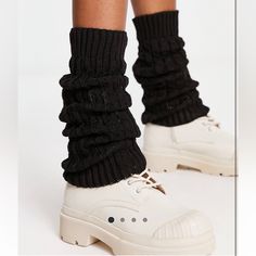 Nwt Asos Daisy Street Leg Warmers - Black Ankle Warmers, Black Leg Warmers, 80s Look, Leg Warmer, Leg Sleeves, Oversized Scarf, Tiktok Style, Black Legs, Pleated Mini Skirt