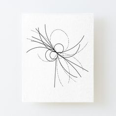 a black and white drawing on paper with lines in the shape of an abstract flower