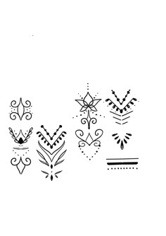 some black and white drawings on a white background with an arrow, star, and other shapes