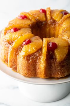 a pineapple upside down cake on a plate