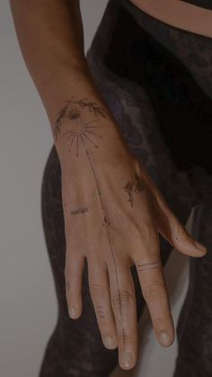 a woman's hand with tattoos on it