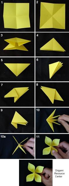 step by step instructions to make origami flowers