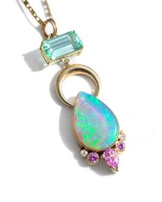 Celestial Sea-foam Mermaid’s Dream Pendant Made with Sea-foam Green Bl Alchemy Jewelry, Australian Opal Ring, Heirlooms Jewelry, Magical Jewelry, Tourmaline Jewelry, Blue Tourmaline, Natural Stone Jewelry, Rose Gold Chain, Stone Crystal