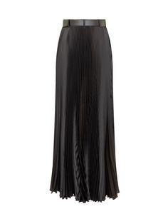 Black long skirt. Zipper and belt closure. Inner mini skirt. Outer pleated long skirt.Composition: Outside:, 100% Polyester -, 100% Leather Black A-line Pleated Evening Skirt, Luxury Leather Pleated Skirt, Black Non-stretch Long Pleated Skirt, Black A-line Voluminous Pleated Skirt, Luxury Black Midi-length Pleated Skirt, Peter Do, Pleated Long Skirt, Strong Female, Skirt Belt