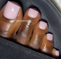 Pedicure Square Nails, Black Women Pedicure Ideas, Dark Skin Toe Nail Colors, Overlay Toenails, Milky Pink Toe Nails, Acrylic Overlay Toes, Pedicure Ideas Black Women