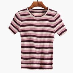 Stretchy ribbed shirt with colorful stripes. One size fits S-L Up to 15" across shoulders 25"-35" chest 7" sleeve length 21" length Ribbed Tee, Ribbed Shirt, 2 Colours, Color Blocking, Stripes, Sleeve Length, Mens Tshirts, Mens Tops, Women's Top