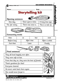 the story telling worksheet for children to learn how to read and understand stories