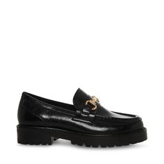 Loafers Steve Madden, Shoes Png, Designer Loafers, Leather Loafers Women, Steve Madden Store, Bit Loafers, Work Fits, Black Leather Loafers