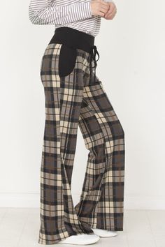 95% Polyester 5% Spandex Made in the USA Pockets Adjustable drawstring Plaid Pj Pants, Clothes Haul, Grunge Coquette, Scene Outfits, Fall Pants, Pants Brown, Comfy Clothes, 90s Outfit, Pj Pants