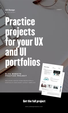 an image of a website page with the title practice projects for your ux and uu portfolios