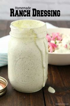 homemade ranch dressing in a mason jar