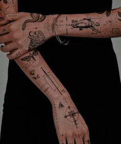 a woman's arm with tattoos on it