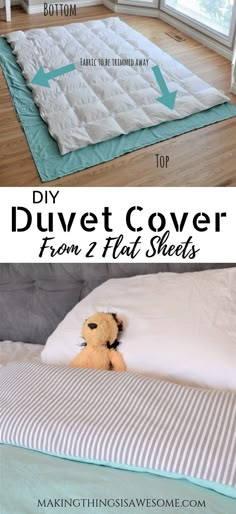 the diy duvet cover from 2 flat sheets is easy to make and looks amazing