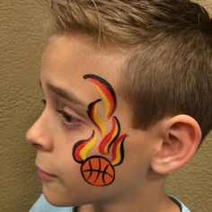 Basketball Game Face Paint Ideas School Spirit Face Paint, Kids Face Painting Easy, Festival Face Paint, Face Paint Ideas, Face Painting For Boys