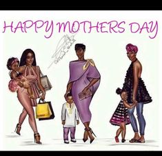 an image of a happy mother's day card with three women and two children