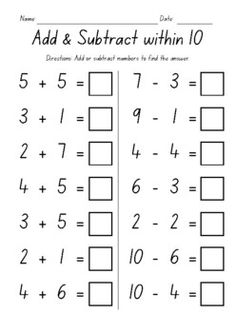 addition and subtract worksheet for students to practice addition skills with numbers