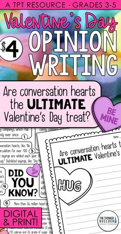 valentine's day opinion writing activity for students to use in the classroom or at home