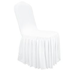 a white chair with pleated seat cover