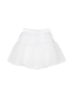 white tulle overlay flared layered voluminous skirt ruffled detailing cotton lining elasticated logo waistband White Tulle Skirt, Voluminous Skirt, Dress With Jean Jacket, Baby Boy Accessories, Dolce And Gabbana Kids, White Tulle, Skirt White, Stella Mccartney Kids, Tutu Skirt