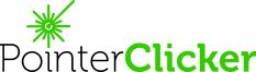 the logo for pointer clickers is shown in black and green letters on a white background