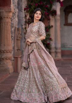 Item: Lehenga Set ( Lehenga Skirt, Blouse and Dupatta) Embrace timeless elegance with our Champagne Pink Lehenga. Handcrafted by our skilled artisans, this exquisite ensemble seamlessly blends tradition with modern sophistication. Each intricate motif is meticulously embroidered, showcasing the sheer hard work and dedication put into every detail. Made in rich organza fabric with hand-embroidered multicolor threadwork with sequins detailing, this subtle and elegant lehenga is all about intricacy Elegant Lehenga, Pastel Pink Weddings, Special Occasion Gowns, Champagne Pink, Skirt Blouse, Lehenga Skirt, Pink Lehenga, Wedding Lehenga, Organza Fabric