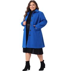 The Plus Size Coat for Women is a stylish and versatile outerwear piece that is perfect for the colder seasons. This long coat features a single-breasted button closure, giving it a classic and sophisticated look. It is designed to keep you warm during chilly days, making it an essential addition to your winter wardrobe. The turn-down collar adds a touch of elegance, while the back vent provides ease of movement and allows for breathability. This Plus Size Coat is suitable for various occasions Plus Size Coat, Long Overcoat, Plus Size Winter, Coat For Women, Plus Size Coats, Body Warmer, Different Outfits, Winter Wardrobe, Long Coat