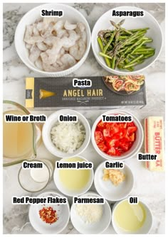 the ingredients to make an angel hair recipe