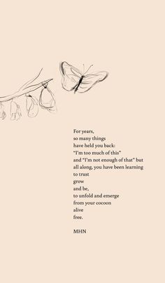 two butterflies flying in the air with a poem written on it's back side