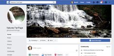 a facebook page with a waterfall on the left and water falls on the right side