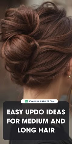 Easy Updo Ideas for Medium and Long Hair Effortless Updo, Casual Updo, Easy Updos For Medium Hair, Wedding Guest Hair, Easy Updos For Long Hair, Diy Updo, Updo Ideas, Simple Updo, Medium To Long Hair