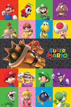 Super Mario - 3D Friends & Foes Poster-Helix Sounds Mario Poster, Super Mario Characters, Sport Posters, Super Mario 3d, Urban Exploring, Gaming Posters, Super Mario World, Motivational Quote Posters, Star Wars Poster