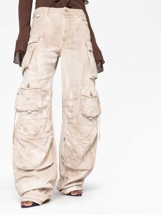 Distressed Baggy Wide Leg Cargo Pants, Baggy Distressed Wide Leg Cargo Pants, Baggy Wide Leg Distressed Cargo Pants, Beige Straight Leg Cargo Jeans With Multiple Pockets, Beige Wide Leg Cargo Pants With Five Pockets, Beige Multiple Pocket Cargo Jeans For Streetwear, Beige Cargo Jeans With Multiple Pockets For Streetwear, Beige Wide Leg Cargo Jeans In Utility Style, Beige Wide Leg Utility Cargo Jeans