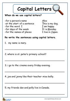 capital letters worksheet with the words capital and capital in english, which are used to