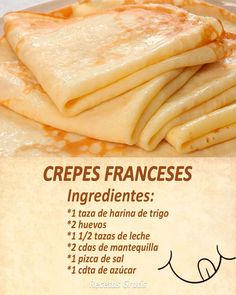 the ingredients for crepes are shown in spanish