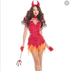 Only Tried On! Size Small Super Cute Glittery Devil Costume From Starlinela ! Cost 90$ On Yandy And 70$ On Other Sites Similar To Sexy Fashion Nova Costumes Great For Halloween Dress Has Cut Outs And Is Stretchy “Flaming Diva” Hottie Devil She Devil Costume, Purple Asymmetrical Dress, Hot Pink Party Dresses, Short Dress Women, Slinky Mini Dress, Black Ruched Dress, Devil Costume, Tropical Print Dress, Pink Party Dresses