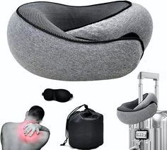 an assortment of items including a bean bag chair