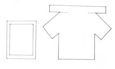 a drawing of a shirt with an arrow on the front and back, next to a rectangle