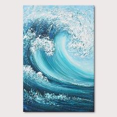 an abstract painting of a blue ocean wave