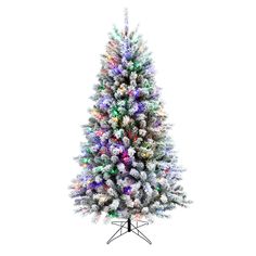 a white christmas tree with multicolored lights