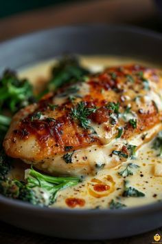 a close up of a plate of food with chicken and broccoli on it