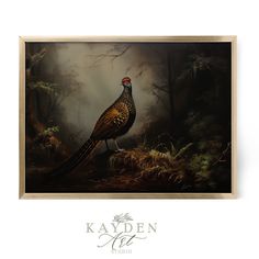 a painting of a pheasant in the woods