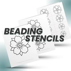 two coloring sheets with the words reading stencils in black and white on them