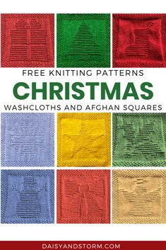 free knitting patterns for christmas washcloths and afghan squares